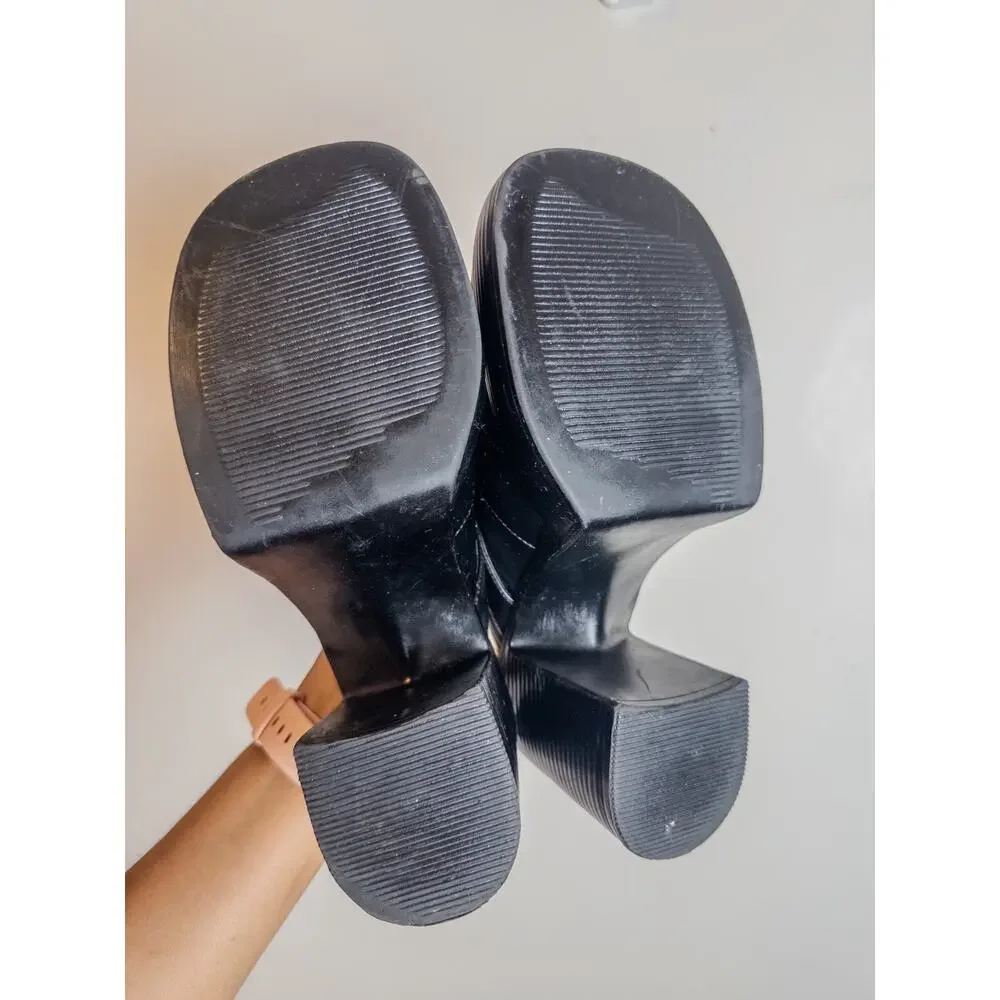 Y2K Xhilaration Black Platform Mule Clogs Buckle Heels Size 9